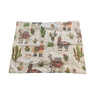 Llama Quilted Bedspread  Pillow Shams Set Patterned Alpaca Print Cactus New Quen